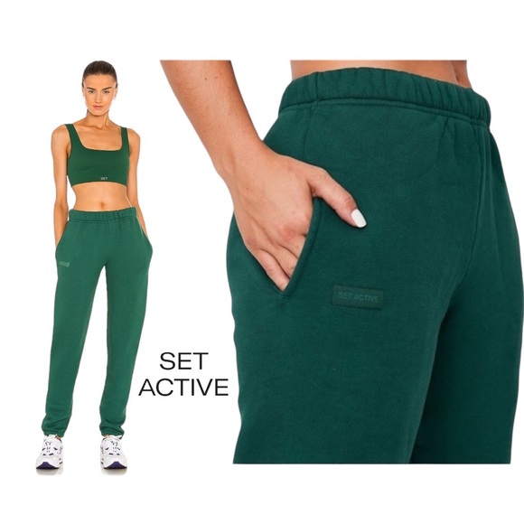 SET Active Pants - Set Active x Revolve Green Sweatpants Size Small